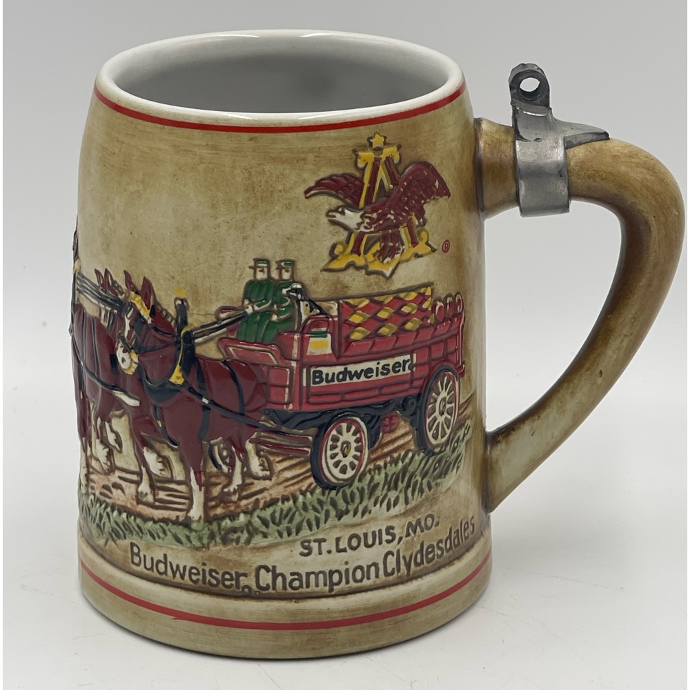 Brazil Ceramarte:Rare 1980 Budweiser Holiday Champion Clydesdales Beer Stein/Mug